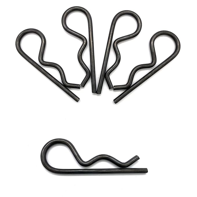 4 Pcs Heavy Duty Hitch Pins Clip R Clips Spring Retaining Wire Hair Pins Cotter Pin Strong Spring Tension Large Carter Pin R clip large for trailer Tractors Mower Cart Truck Black zinc M5x100mm