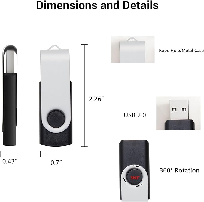 20 Pack 32GB USB Flash Drives in 5 Random Colors USB 2.0 Wholesale Lot Bulk Memory Sticks (20 Pack, 32GB)