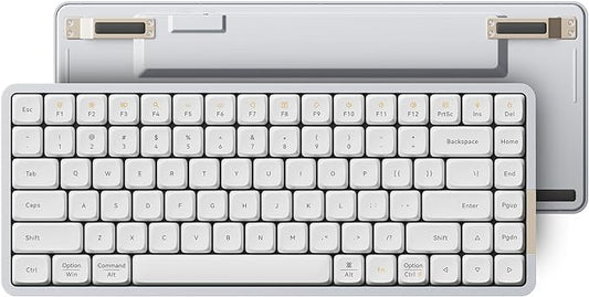 LOFREE Flow84 Low Profile Mechanical Keyboard, 75 Percent Rechargeable Wireless Keyboards with Bluetooth and Wired Connection for Windows, Mac OS/White Ghost Linear Switches