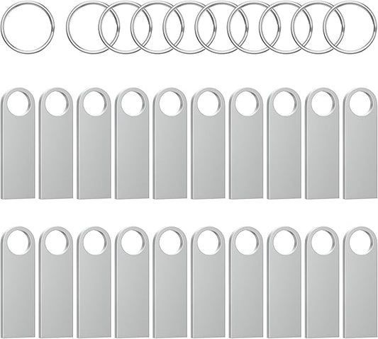 ABLAZE 4GB Flash Drive 20 Pack, Metal USB 2.0 Thumb Drives with Keychains USB Sticks Pendrives (Sliver)