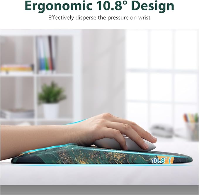 EYROZILL 3 in 1 Ergonomic Mousepad and Keyboard Wrist Rest, Mouse Pad with Wrist Support Massage Design, Keyboard Wrist Rest and Mouse Pad Set for Home Office (Green Bee)