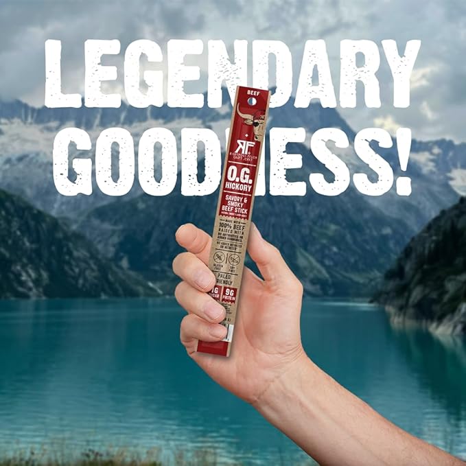 Righteous Felon Meat Sticks | 100% Beef Sticks | Gluten Free & Keto Meat Sticks | Low Sugar & High Protein Beef Sticks | Healthy Snack for Adults | Jerky Gifts for Men | OG Hickory, 24 Pack