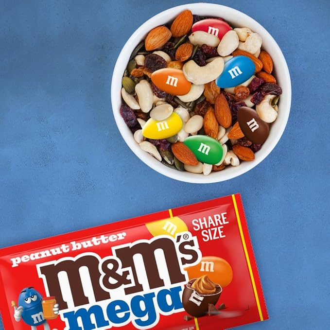M&M'S Peanut Butter Chocolate Candy, Full Size 2.83 oz Bag, Pack of 24 Bulk Candy Chocolate