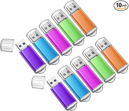 USB 3.0 Flash Drive K&ZZ 10 Pack 64GB Flash Drive 3.0 64 GB Thumb Drives 64G Memory Stick Data Drive Flash Stick U Disk, Multicolored