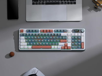 RK ROYAL KLUDGE S98 Mechanical Keyboard w/Smart Display & Knob, Top Mount 96% Wireless Mechanical Keyboard BT/2.4G/USB-C, Hot Swappable, Software Support, Creamy Sounding, 98 Keys