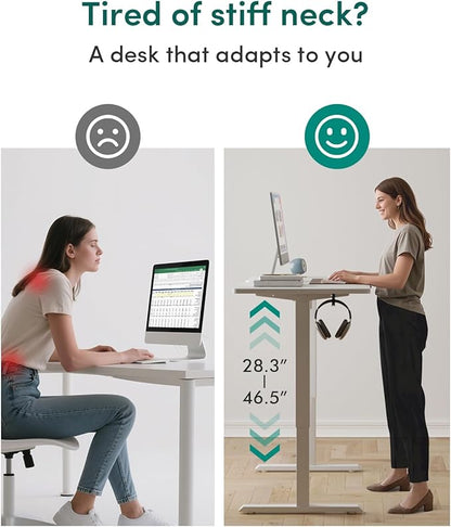 FEZIBO Electric Standing Desk Adjustable Height, 40 x 24 Inch Sit and Stand Desk, Home Office Desk, Ergonomic Workstation Computer Desk, White