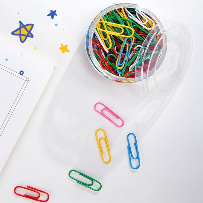 500 PCS Colored Paper Clips, Medium 33 mm/1.3Inch Assorted Paperclips Vinyl Coated Clips for Office School Personal (1.3Inch)