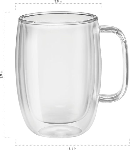 ZWILLING Sorrento Plus 2-pc Double-Wall Glass Latte Mug Set, 15-oz, 450ml