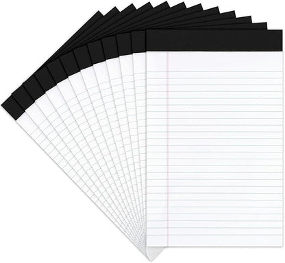 Goefun Legal Pads 8.5 x 11-50 Sheets Notepad, 12 Pack White Lined Notepads 8.5 x 11 Wide Ruled, Perforated Writing Pads Letter Size for Office, School, College