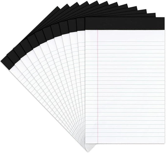 Goefun Legal Pads 8.5 x 11-50 Sheets Notepad, 12 Pack White Lined Notepads 8.5 x 11 Wide Ruled, Perforated Writing Pads Letter Size for Office, School, College