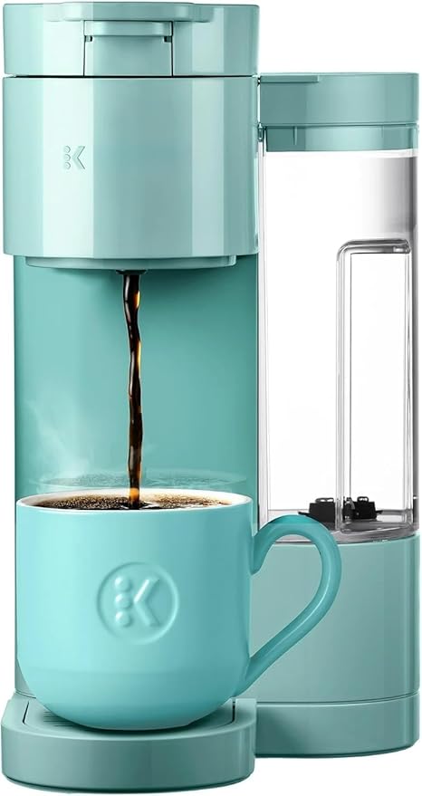 KeurigK K-Express Essentials Single-Serve KCup Pod Coffee Maker 3 Cup Sizes Fast Fresh Brew 30oz Removable Water Reservoir Travel Mug Friendly Maintenance Alert Space-Saving (Seafoam Green)