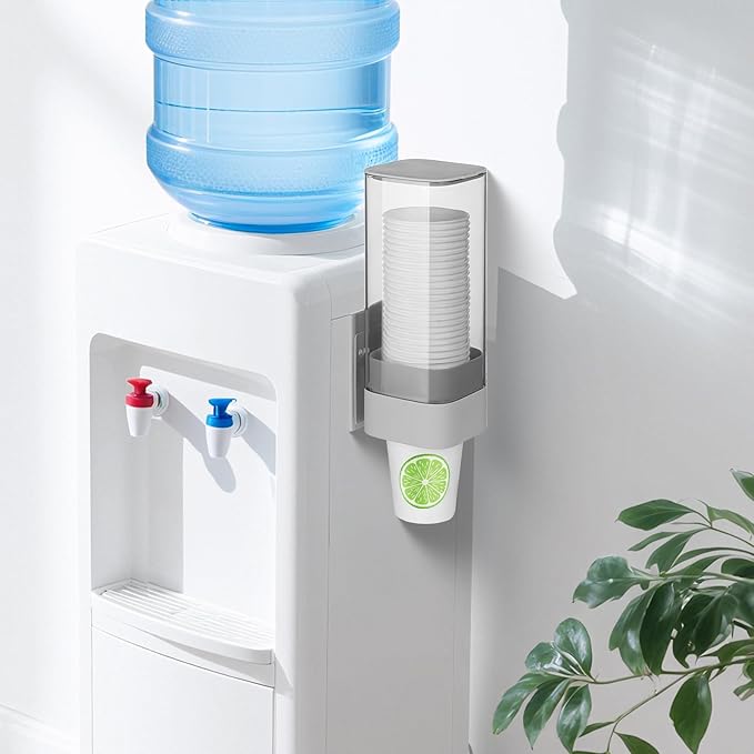 MYITYARD Cup Dispenser, Pull Type Wall Mount Cup Holder for Water Cooler Fit 3oz-5oz Disposable Paper and Plastic Cups, Bathroom Mouthwash Cup Dispenser for Home, Office, Gym, Hospital (Grey)
