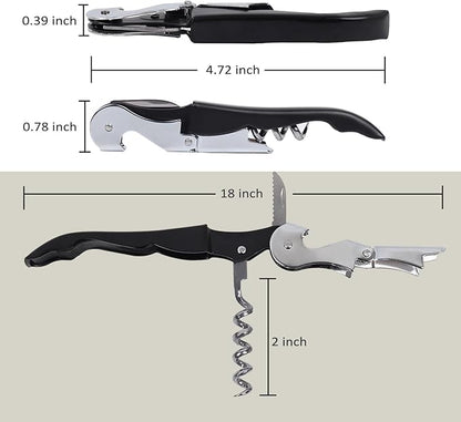 RECUTMS Corkscrew 12 Packs Wine Opener Wine Keys Bulk Stainless Steel Fold Beer or Bottle Opener Serrated Foil Cutter, Perfect for Bars Restaurants Family Company Party(Black)