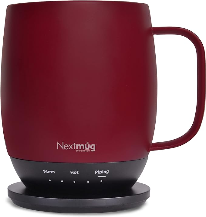 Nextmug - Temperature-Controlled, Self-Heating Coffee Mug (Burgundy - 14 oz.)