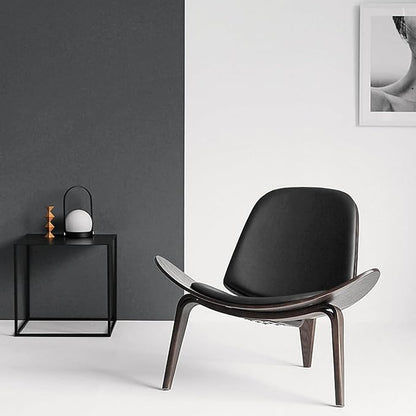 OAKHAM Comfy Shell Chair, Mid Century Modern Accent Chair for Living Room and Bedroom with Protective Foot Pads, Ergonomic (Oak Black)
