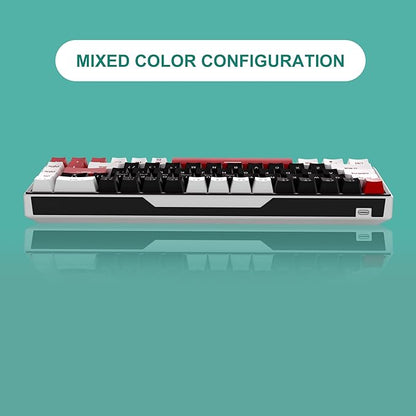 MageGee 60% Mechanical Gaming Keyboard, 68 Keys Compact Blue LED Backlit Gaming Keyboards, SKY68 Wired Ergonomic Mini Office Keyboard for Windows PC Gamer (Red Switch, White & Black)