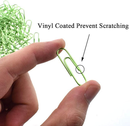 HAHIYO Paper Clips 1.3 inchs (33mm) Length Green Paperclips Vinyl Coated Prevent Scratching Tearing The Pages Sturdy for Bookmark Organize Home Office School 120 Pack