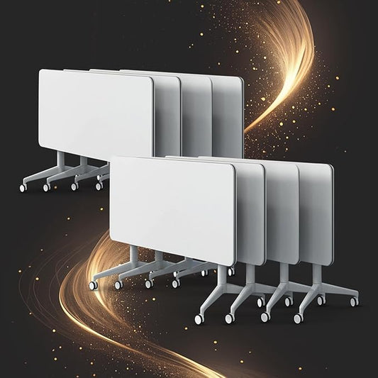 Conference Table, Folding Conference Room Tables, Modern Flip Top Seminar Training Meeting Table with Wheels, Modular Foldable Conference Tables for Home Office Classr (White 8 Pack, 63inch)