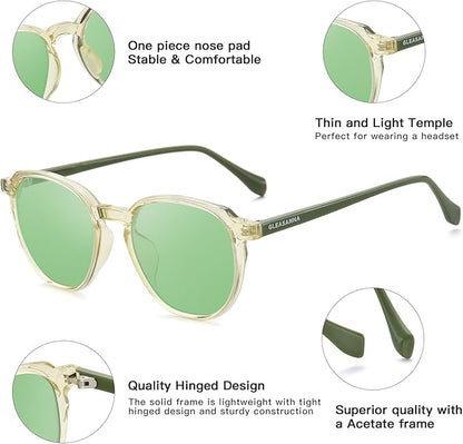 Sleep Glasses for 99.9% Blue Light Glasses Dual AR Coatings Green Lens for Computer Gaming Reduce Eyestrain