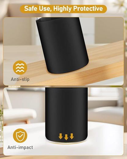 sungwoo Glass Cups with Lids and Straws, 4 Pack 16OZ Iced Coffee Cups with Silicone Sleeve, Glass Tumbler with Straw and Bamboo Lid, Home Essential Drinking Set for Juice, Cocktail and Latte Black