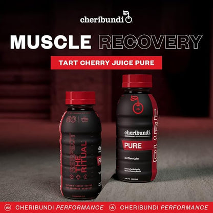 Cheribundi 100% Tart Cherry Juice Pure | Unsweetened Tart Cherry Juice | Athletes Recovery Drink | Promotes Restorative Sleep, Muscle Recovery & Boosts Athletic Performance | 8 floz (24 Pack)