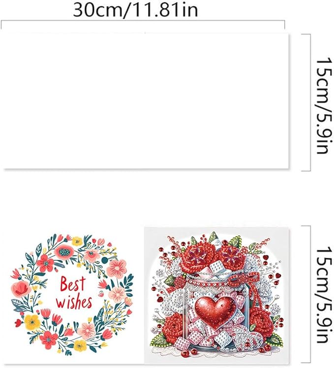 6pcs DIY Love Rose Gifts Diamond Art Painting Greeting Cards Kit with Envelopes, Rhinestone Craft Holiday Valentine's Day Birthday Card Gift Making Supplies for Girlfriend