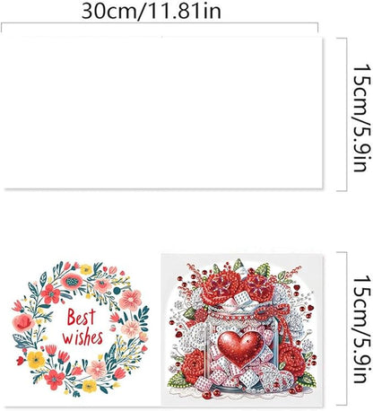 6pcs DIY Love Rose Gifts Diamond Art Painting Greeting Cards Kit with Envelopes, Rhinestone Craft Holiday Valentine's Day Birthday Card Gift Making Supplies for Girlfriend