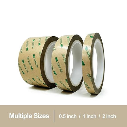 3M 300LSE Double Sided Tape, Heavy Duty Clear Adhesive, Heat & Water Resistant, 1" x 36 ft for Picture Hanging, LED Strips, DIY Crafts, Car Décor, Electronics