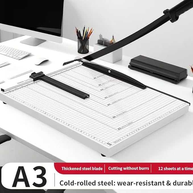Guillotine Paper Cutter 18 Inch - Professional Large Paper Heavy Duty Trimmer, Steel Base 12-Sheet Capacity for Cardstock & Photos, Safety Lock & Self-Sharpening Blade for Office, School, Craft Studio