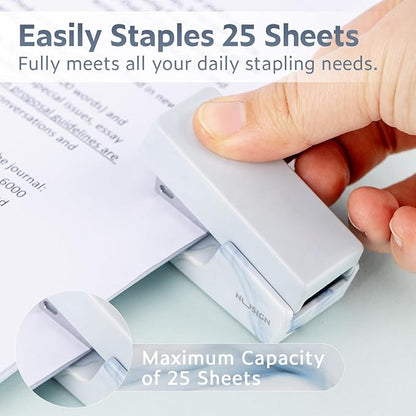Mini Stapler with 830 Staples, Small Cute Desk Staplers, 25 Sheet Capacity, Fluid Blue