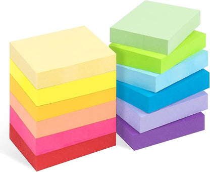 1200 Sheets Mini Sticky Notes - 2 x 1.5 Small Sticky Pads, Clean Removal, Bright Colors Self-Stick Pads - Colorful Notes for Office, Home, School (12 Colors)