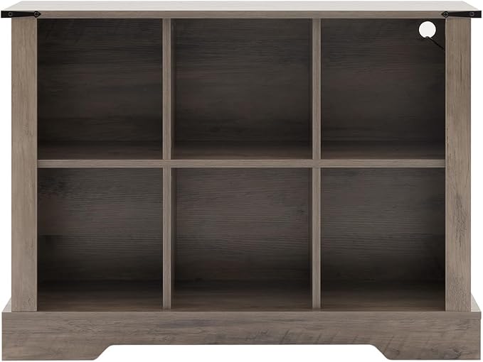 6 Cube Storage Organizer with LED Lights, Wooden Bookcase with Storage, Modern Cube Shelf for Living Room, Bedroom, Home Office - Grey