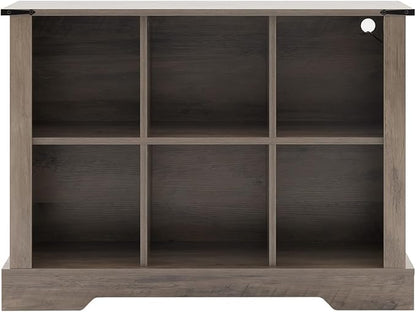 6 Cube Storage Organizer with LED Lights, Wooden Bookcase with Storage, Modern Cube Shelf for Living Room, Bedroom, Home Office - Grey