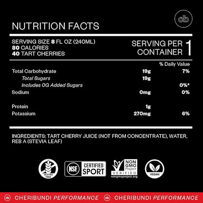 Cheribundi Tart Cherry Juice Sleep | Tart Cherry Juice with L-Theanine & Valerian Root | Athletes Recovery Drink | Promotes Restorative Sleep, Muscle Recovery & Boosts Performance | 8 floz (12 Pack)