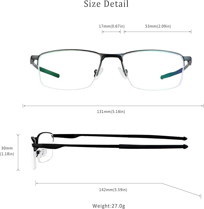 LifeArt Blue Light Blocking Glasses, Anti Eyestrain, Computer Reading Glasses, Gaming Glasses, TV Glasses for Women Men, Stylish Unisex Alloy Square Frame (Black, +1.25 Magnification)