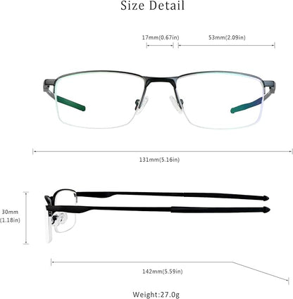 LifeArt Blue Light Blocking Glasses, Anti Eyestrain, Computer Reading Glasses, Gaming Glasses, TV Glasses for Women Men, Stylish Unisex Alloy Square Frame (Black, +1.25 Magnification)