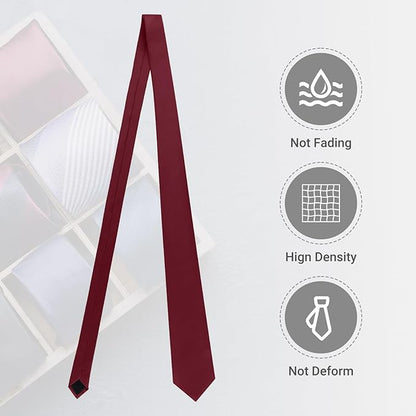 Black Ties For Men Solid Pure Color Formal Neckties 3.15" (8CM) Men's Tie for Business and Wedding with Gift Box