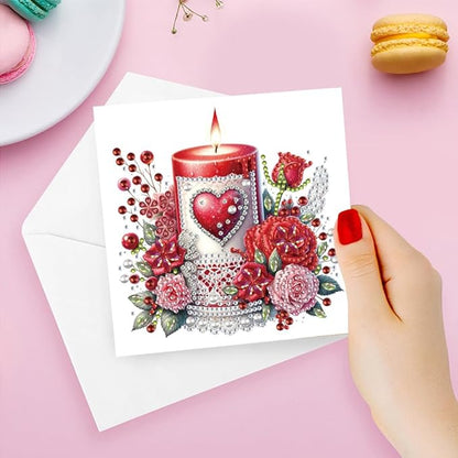 6pcs DIY Love Rose Gifts Diamond Art Painting Greeting Cards Kit with Envelopes, Rhinestone Craft Holiday Valentine's Day Birthday Card Gift Making Supplies for Girlfriend