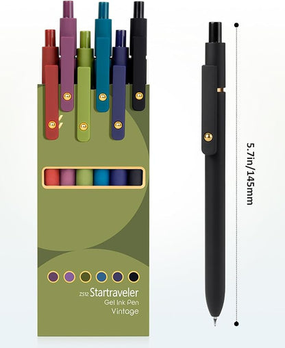 FIOVER Colored Pens, 6 Pack Colorful Gel Pens, Quick-Dry 0.7mm Medium Point for Journaling, Note Taking, Doodling, Aesthetic Office School Supplies, Gifts for Women Men(6PCS Vintage Colorful)