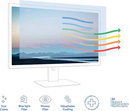 Ocushield 23" Premium Blue Light Screen Protector with Privacy Filter for Laptops and Computer Monitors - Anti-Glare - Easy Install - Anti-Fatigue (510 x 287 mm)