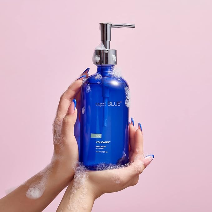 Capri Blue Hand Wash Soap - Liquid Luxury Hand Soap - Tropical & Fruity Scented Moisturizing Wash - Refillable Glass Pump Bottle - No Added Gluten, Parabens, or Sulfates (Volcano, 15 fl oz)