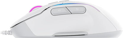 Turtle Beach Kone II – Wired Ergonomic RGB Gaming Mouse, 26K DPI Optical Sensor, 100M Click Life Optical Switches, 23 Customizable Inputs, 4D Scroll Wheel, Pure PTFE Glides - Arctic White