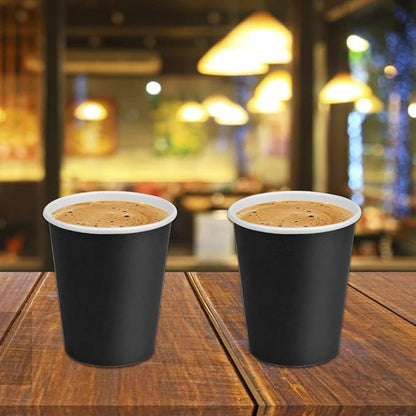 Paper Cups 8 oz 70 Pack, Disposable Paper Coffee Cups Disposable Cups for Hot or Cold Beverage Drinking for Halloween, Party, Picnic, BBQ, Travel, and Event -Black