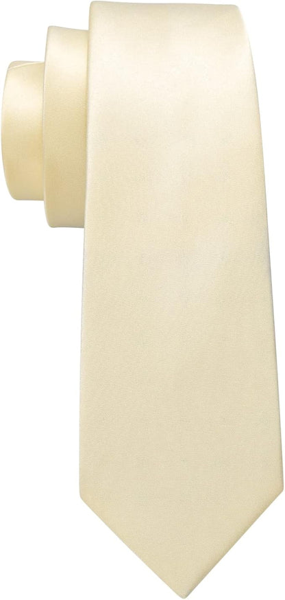 Barry.Wang Tie Sets for Men Silk Solid Necktie Stain Ties Handkerchief Pocket Square Cufflinks Wedding Business Dyed