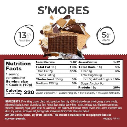 Power Crunch Protein Wafer Bars, High Protein Snacks with Delicious Taste, S'Mores, 1.4 Ounce (12 Count) (Pack of 2)