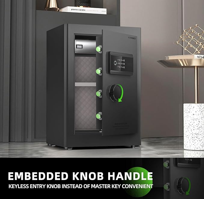 KAPUCI Touchscreen Biometric Fingerprint Safe Box,Full Soft Package Interior with Private Inner Door Digital Heavy Personal Private Cabinet Home Safes,Suitable for Home, Office, Bedroom(Black)