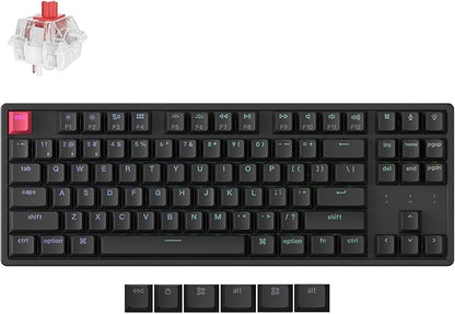 Keychron K8 Version 2 TKL Wireless Mechanical Keyboard, QMK/Launcher Bluetooth 5.2/Wired, RGB Backlit Shine-Through PBT Keycaps, Super Red Switch, Aluminum Frame for Mac Windows Linux