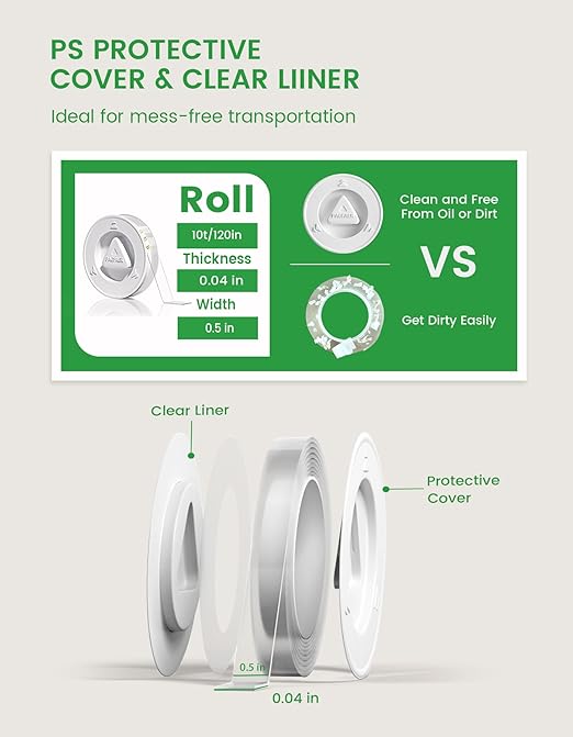 Thin Double Sided Tape, 1/2" 10' Arcylic Nano Tape, Transparent Two Sided Mounting Tape, Clear Hanging Adhesive Strips for Wall, Poster, Photo, Craft