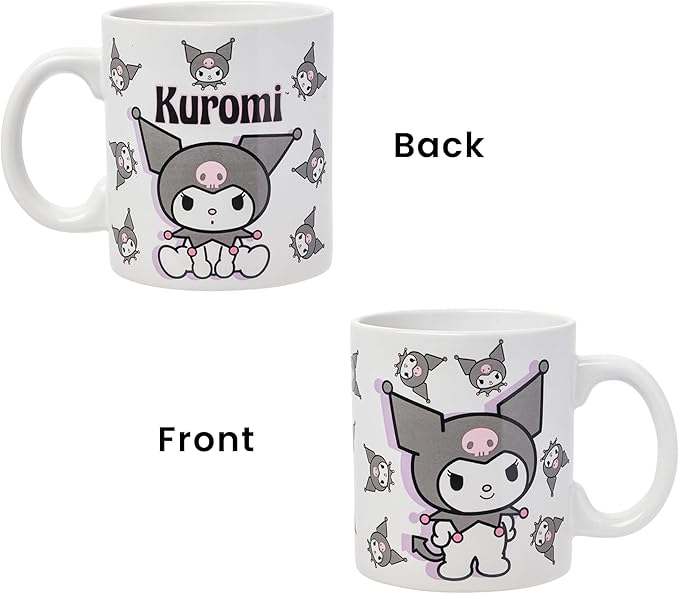 Silver Buffalo Sanrio Hello Kitty and Friends Kuromi Poses Ceramic Mug, 20 Ounces