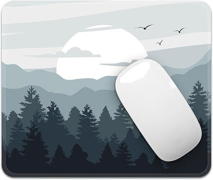 Square Mouse Pad with Stitched Edge, Premium Mousepad Washable Cloth. Computer Mouse Pad with Non-Slip Rubber Base, Mouse Pads for Computers Laptop Mouse 9.25x7.75x0.12 inch-Foggy Woods Winter